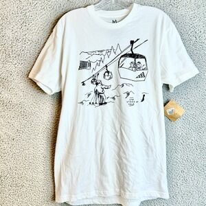 Stoked Surf and Art Brand V/S Valle Ski Sketch Collage T Shirt Size Medium NWT